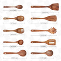 10-Piece Teak Wood Cooking Utensils Set - Sturdy, Lightweight & Heat-Resistant