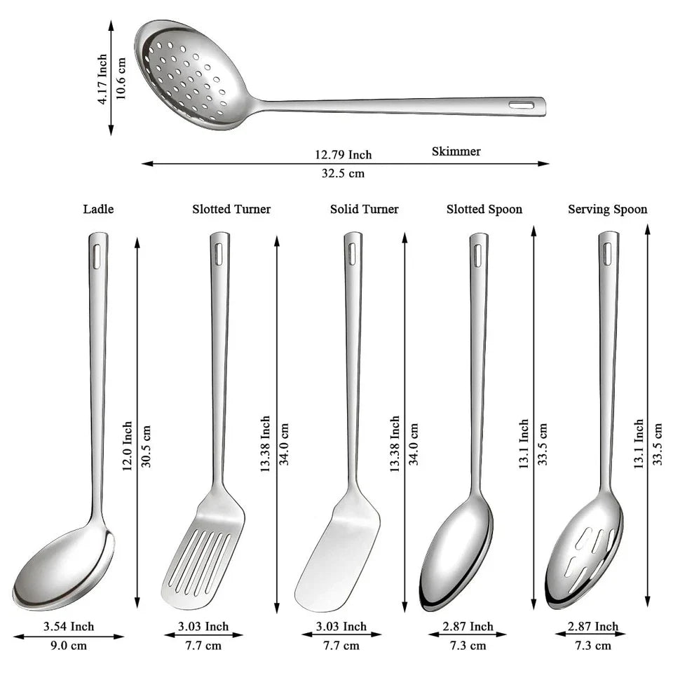 Kitchen Utensils Set 6pcs, Stainless Steel Cooking Utensils Set, Heavy Duty K